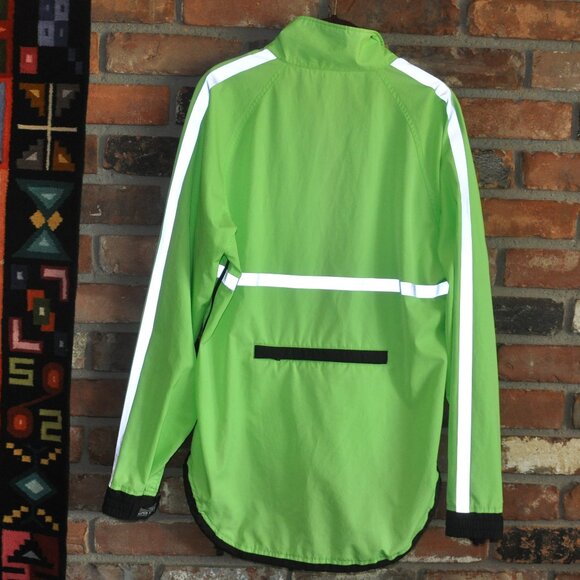 Vtg Mountain Equipment Co-op MEC Cycling Jacket Neon Green Rain Reflective S - Picture 3 of 4